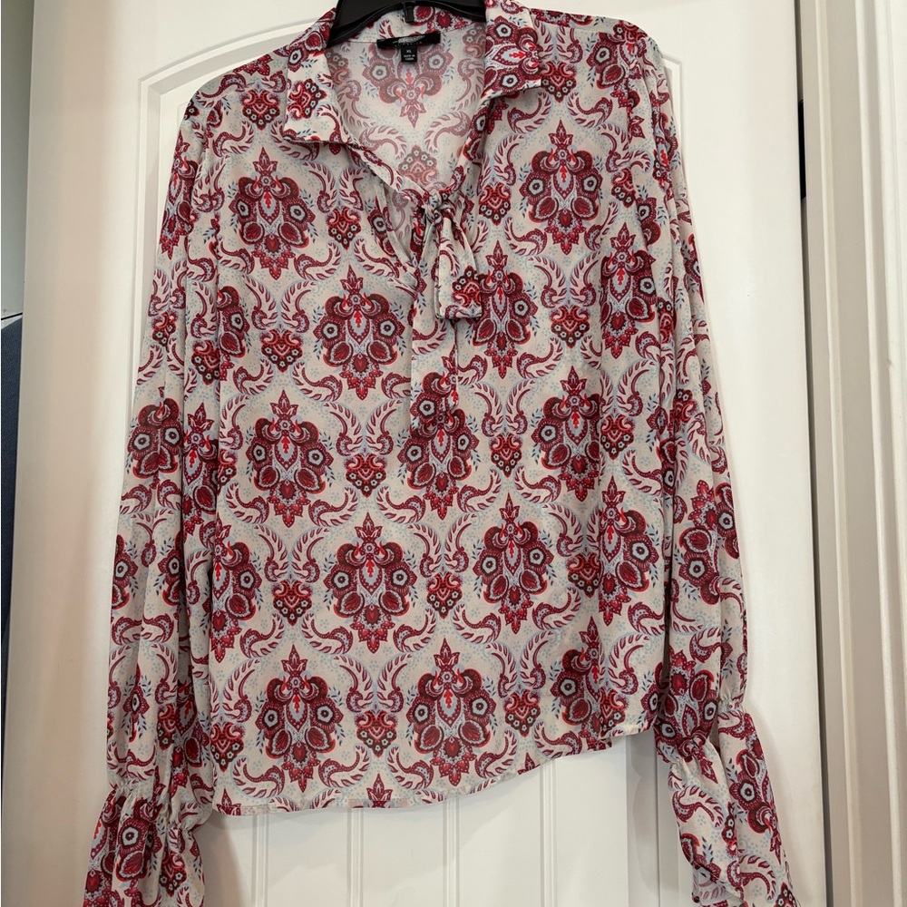 Fairchild Baldwin Red and White Patterned Blouse